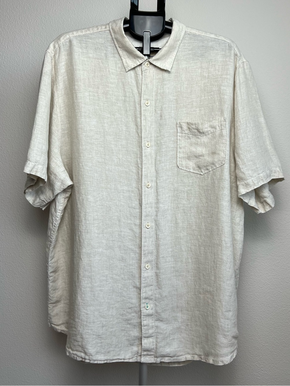 Tommy Bahama 100% Linen‎ Shirt XXL Tall Beige Coastal Resort Neutral Vacation